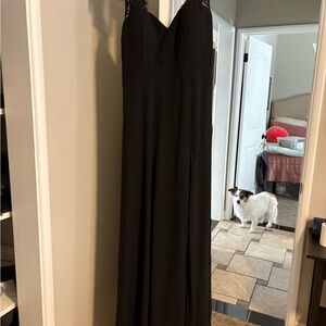 Lulu's Black Lace-Trim Strapless Evening Gown